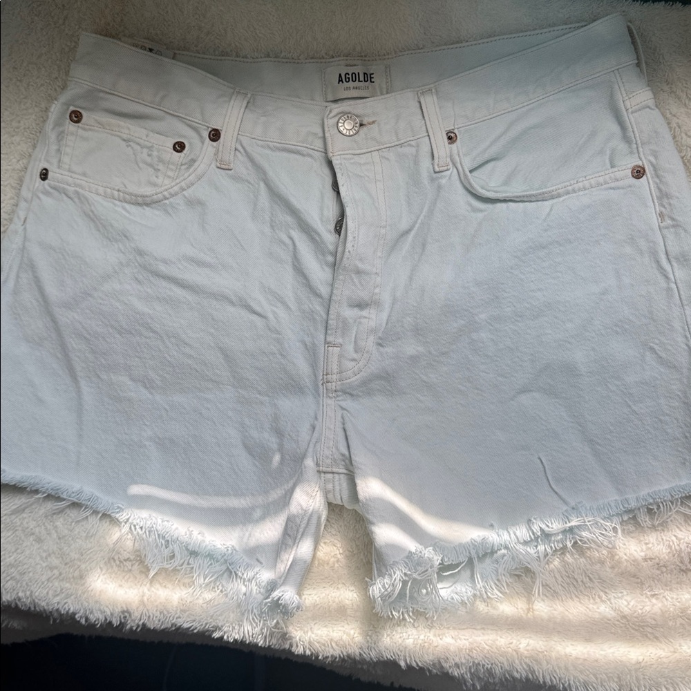 Agolde light blue denim Jean Shorts for Women - Picture 3 of 11